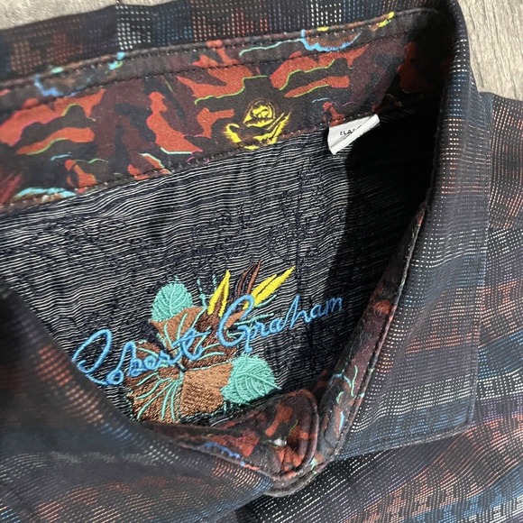 Robert Graham‎ Men's Medium Calisoga Long Sleeve Woven Shirt Flip Cuff Roses - Picture 3 of 9